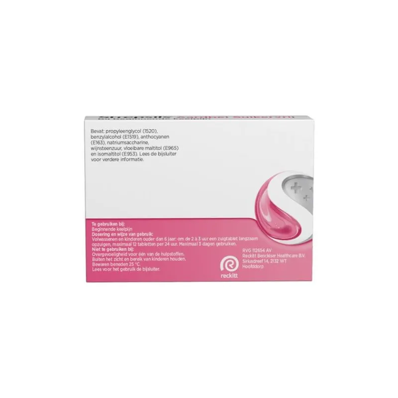 Strepsils Keeltabletten Aardbei Suikervrij 24 stuks