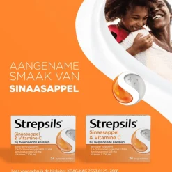Strepsils Sinaasappel & Vitamine C Zuigtabletten 24 Stuks