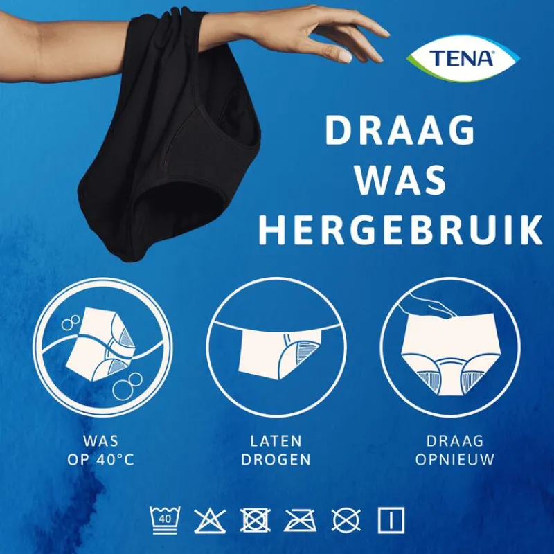 Tena Wasbaar Ondergoed Zwart Maat L 1 stuk