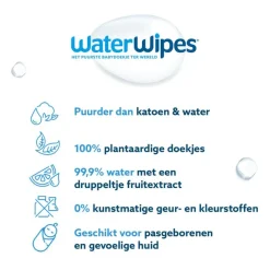 Waterwipes Billendoekjes Plasticvrij Gevoelige Huid Voordeeldoos 12x60 stuks