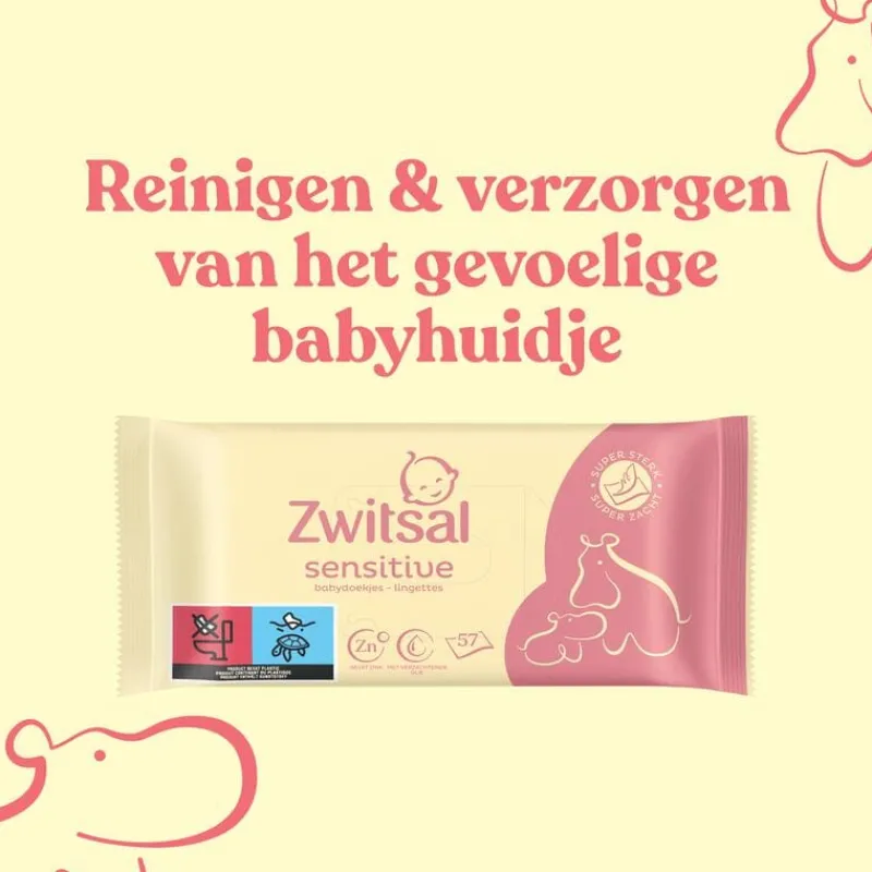 Zwitsal Sensitive Billendoekjes Voordeelverpakking 15 x 57 Billendoekjes